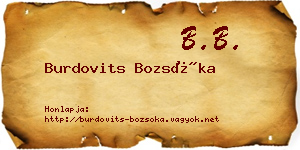 Burdovits Bozsóka névjegykártya